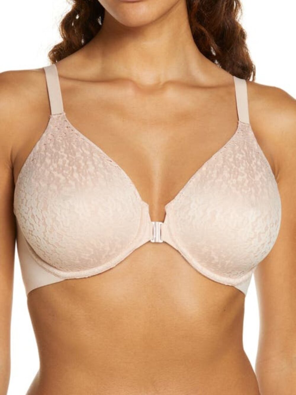 Norah Comfort Lace Unlined Front Close Bra - Rose 38DD